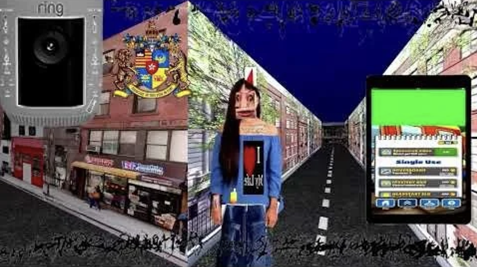 brain-rot” PC game, 'iPad Baby' from 2023, displays a similar ironicism in regards to digital “world-building,” poking fun mainly
					at popular mobile games like Roblox and Subway Surfers while drawing on visual and audible vernaculars popular on various social media platforms. Differs markedly from 'Benzo' in its
					encapsulation within the digital space itself.